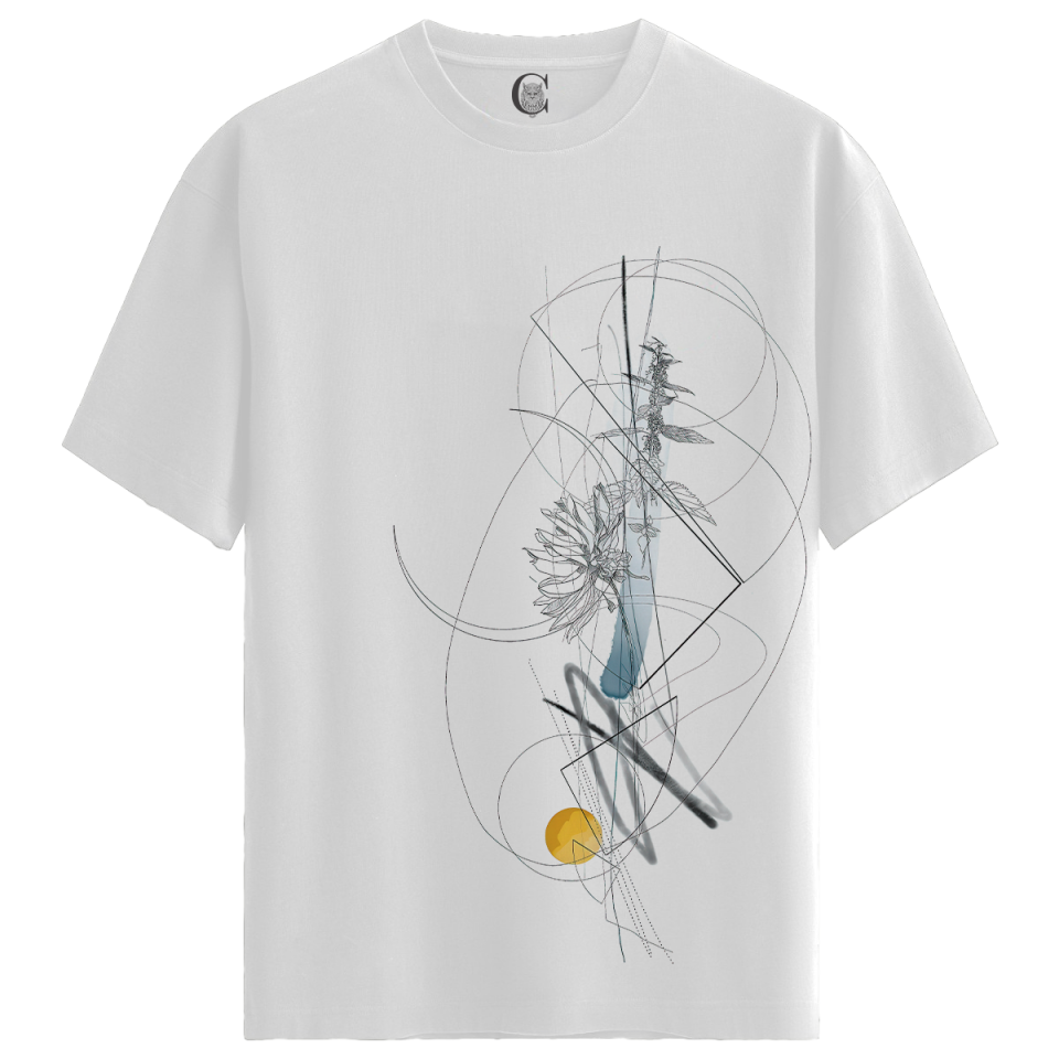 Abstract Nature - %100 Pamuklu Kadın Beyaz Tişört - Premium Quality