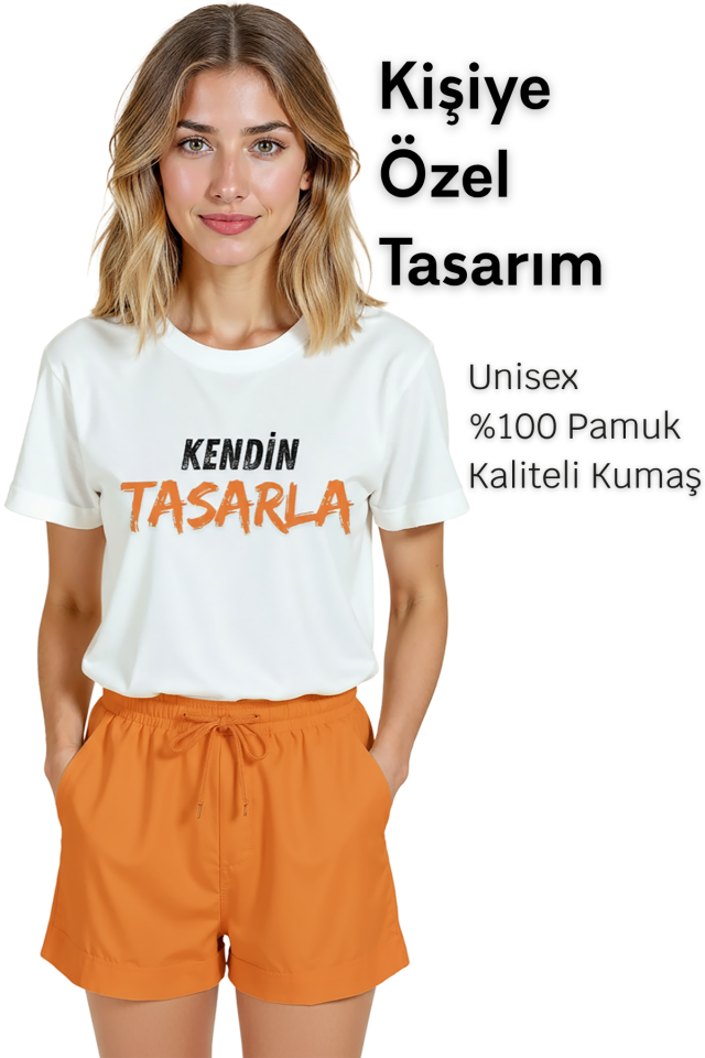 Kişiye Özel Baskı (Kendin Tasarla) Baskılı %100 Pamuk Rahat Kesim T-Shirt