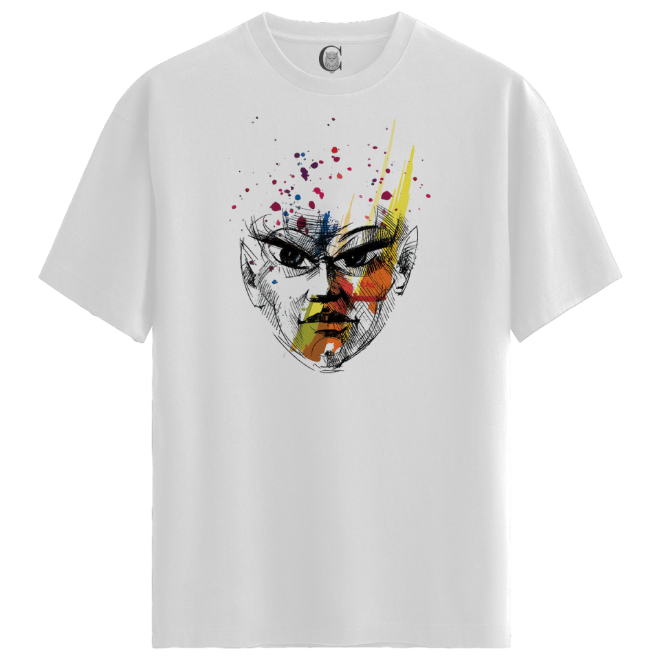 Colorful Expression - %100 Pamuklu Kadın Beyaz Tişört - Premium Quality