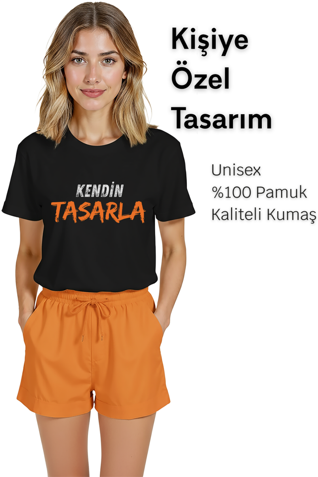 Kişiye Özel Baskı (Kendin Tasarla) Baskılı %100 Pamuk Rahat Kesim T-Shirt