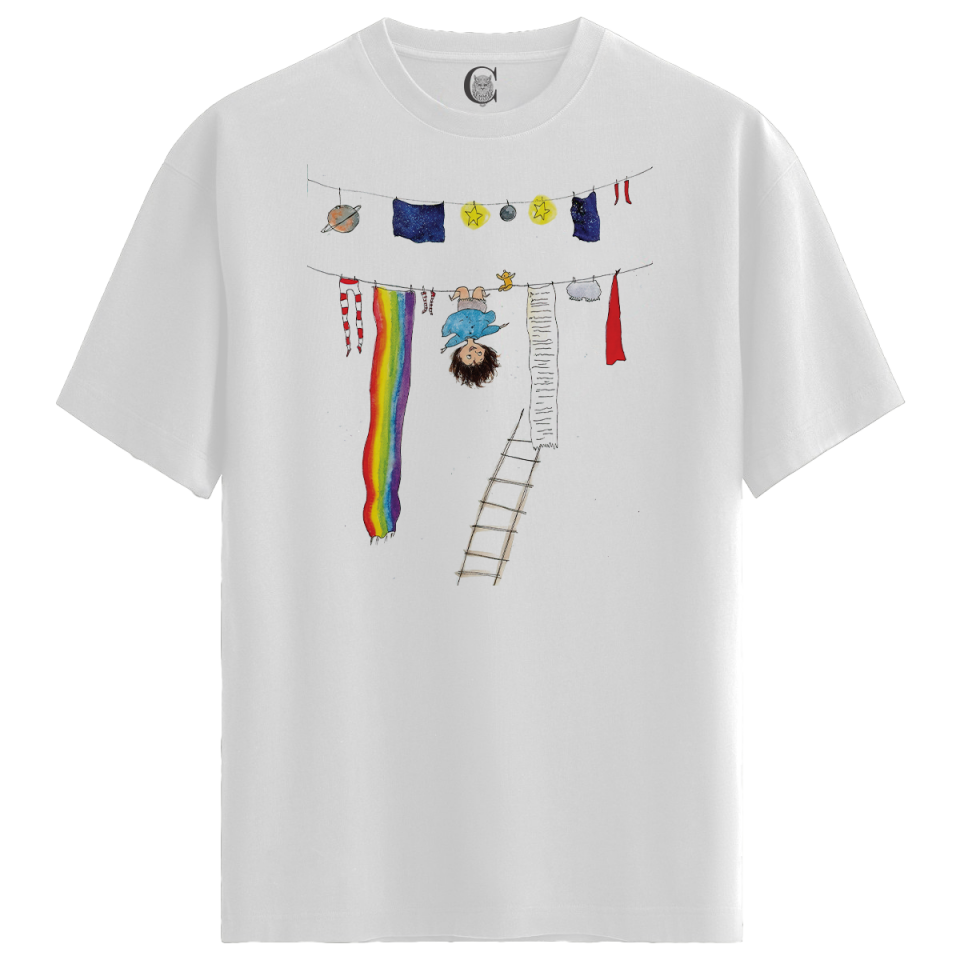 Cosmic Laundry - %100 Pamuklu Kadın Beyaz Tişört - Premium Quality