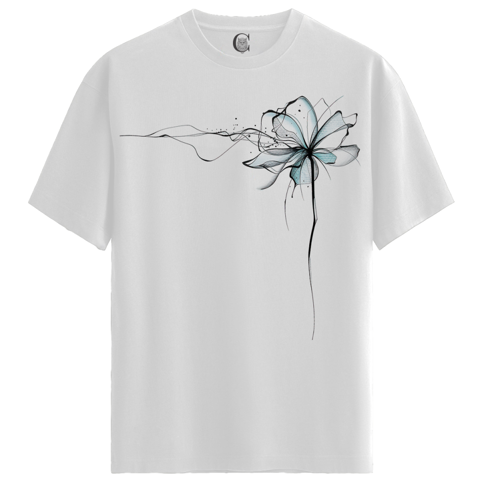 Ethereal Bloom - %100 Pamuklu Kadın Beyaz Tişört - Premium Quality