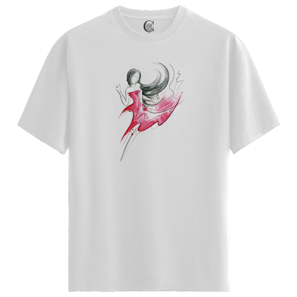 Flow Dancer - %100 Pamuklu Kadın Beyaz Tişört - Premium Quality