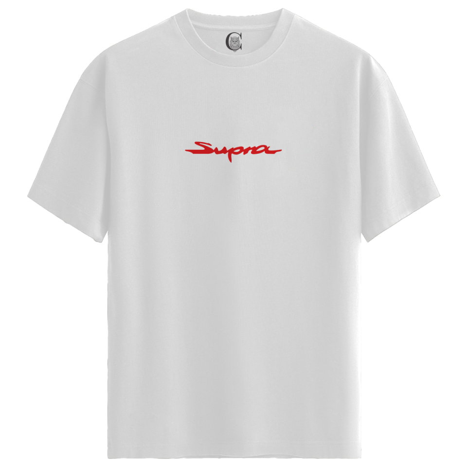 Red Supra - %100 Pamuklu Erkek Beyaz Tişört - Premium Quality