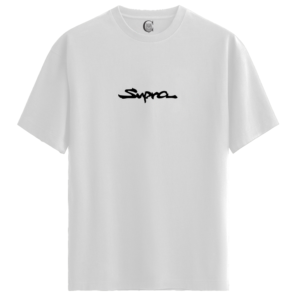 Black Supra - %100 Pamuklu Erkek Beyaz Tişört - Premium Quality