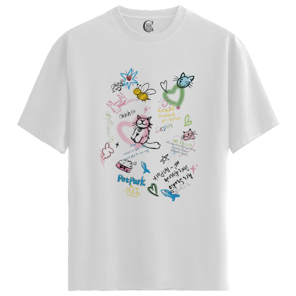 Pet Doodles - %100 Pamuklu Kadın Beyaz Tişört - Premium Quality