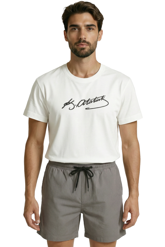 Klasik K. Atatürk İmzalı Minimalist Tasarım Premium Erkek Tişört