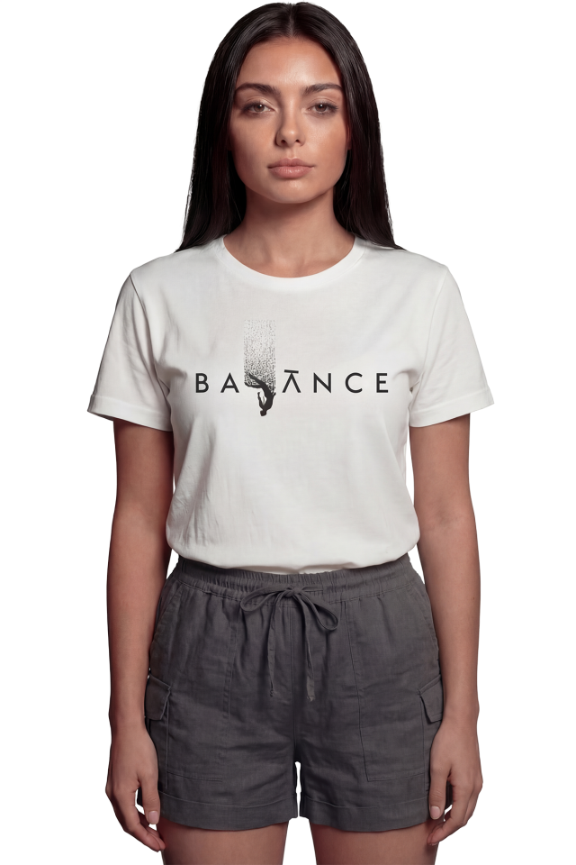 ''Balance'' Minimalist Figürlü Baskılı %100 Pamuk Rahat Kesim Premium Kadın Tişört