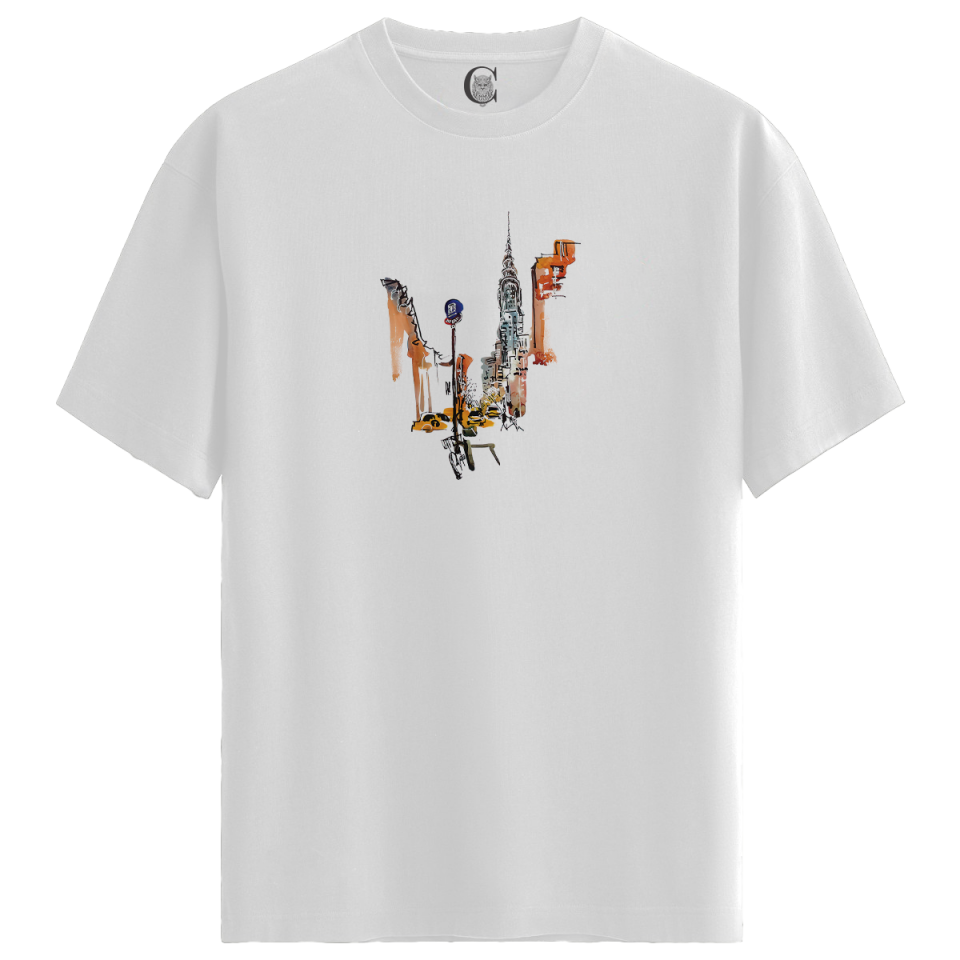 Urban Vibes - %100 Pamuklu Kadın Beyaz Tişört - Premium Quality
