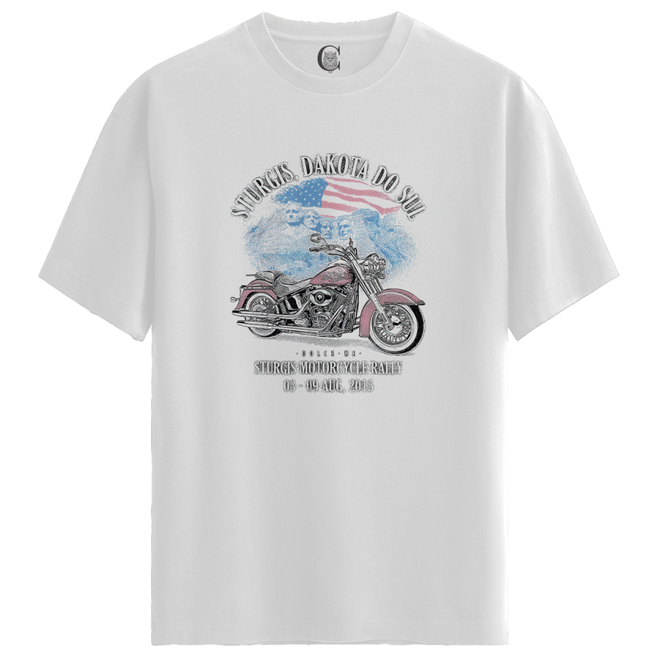 Sturgis Moto - %100 Pamuklu Kadın Beyaz Tişört - Premium Quality