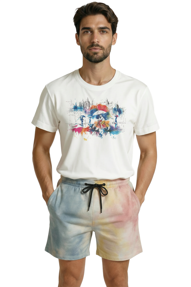 Modern Şehir Manzarası ve Mimari Eskiz Baskılı Premium Erkek Tişört