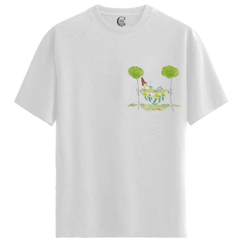 Tea Cup Hammock - %100 Pamuklu Kadın Beyaz Tişört - Premium Quality