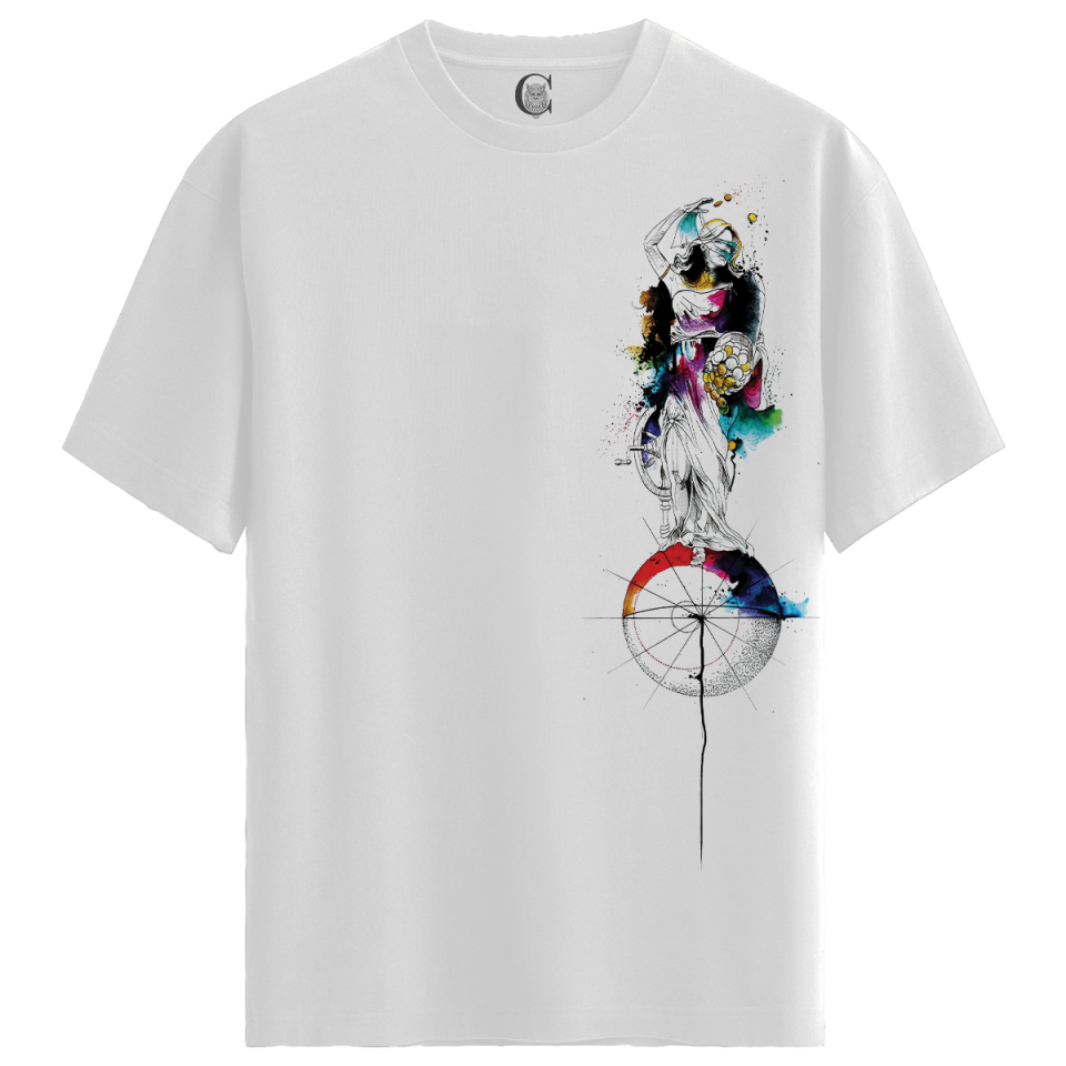 Cosmic Balance - %100 Pamuklu Erkek Beyaz Tişört - Premium Quality