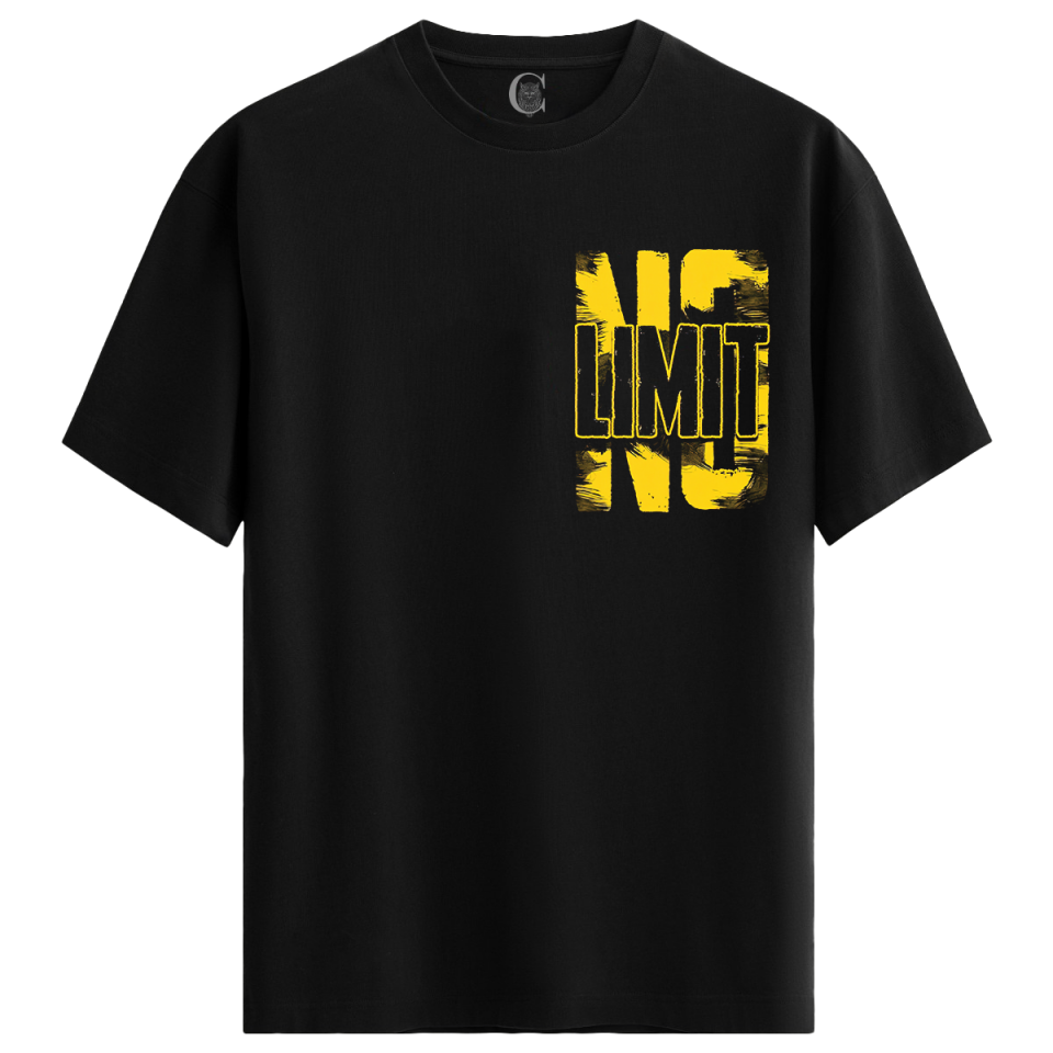 No Limit - %100 Pamuklu Erkek Siyah Tişört - Premium Quality