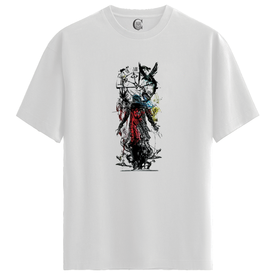 Timewalker - %100 Pamuklu Erkek Beyaz Tişört - Premium Quality