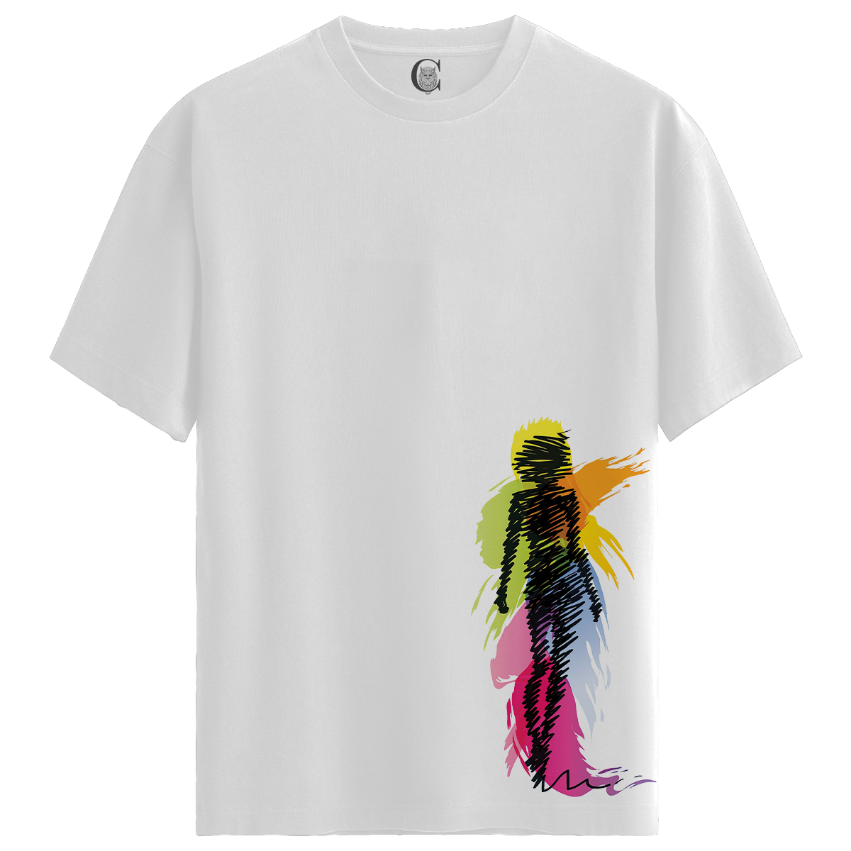 Color Shadow - %100 Pamuklu Kadın Beyaz Tişört - Premium Quality