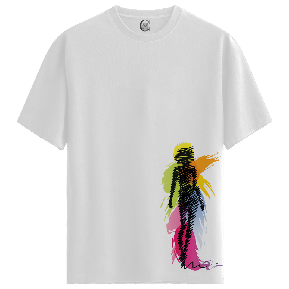 Color Shadow - %100 Pamuklu Kadın Beyaz Tişört - Premium Quality