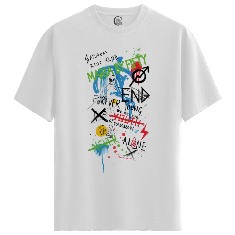 Graffiti Youth - %100 Pamuklu Erkek Beyaz Tişört - Premium Quality