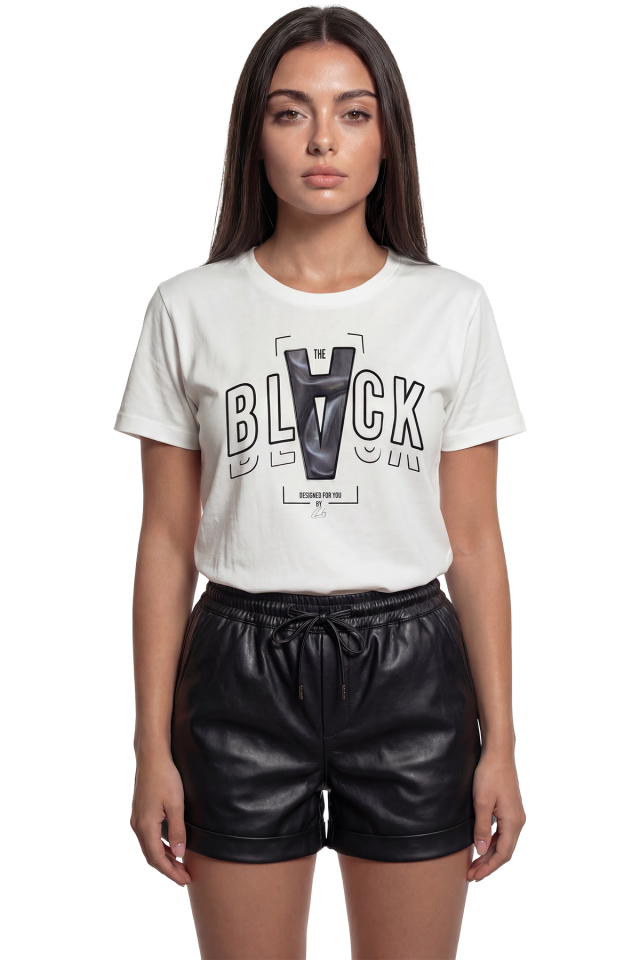 ''The Black'' Yazılı Baskılı %100 Pamuk Rahat Kesim Premium Kadın Tişört