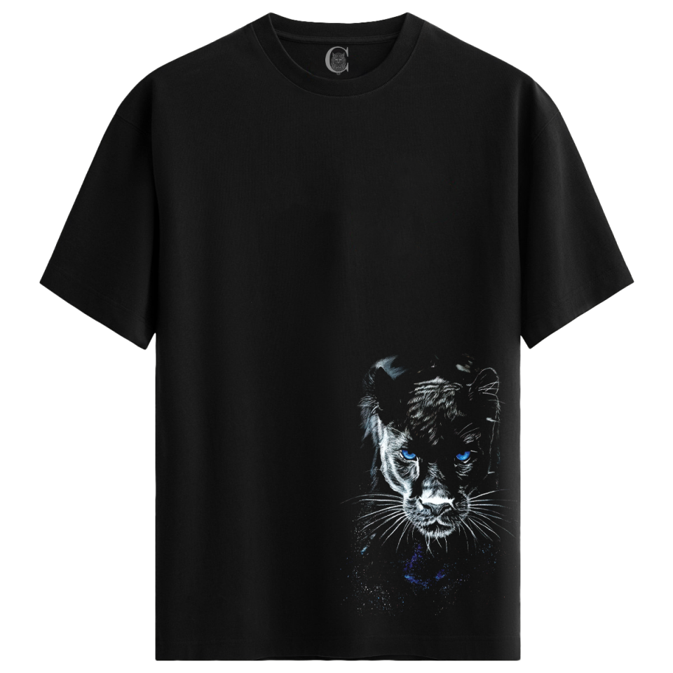 Panther Glow %100 Pamuklu Erkek Siyah Tişört - Premium Quality