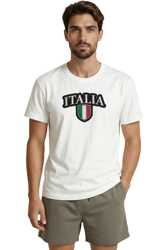 İtalyan Bayrağı Kalkan Logolu Sportif Tasarım Premium Erkek Tişört