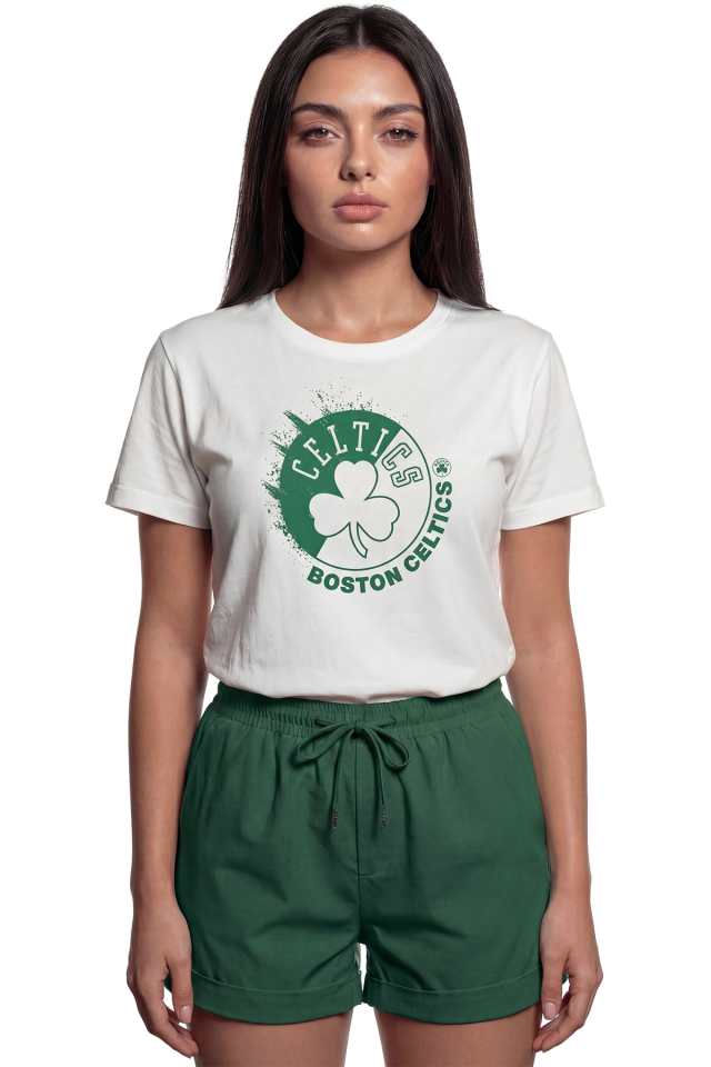 ''Boston Celtics'' Temalı Baskılı %100 Pamuk Rahat Kesim Premium Kadın Tişört