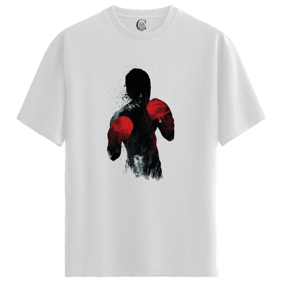 Shadow Boxer - %100 Pamuklu Erkek Beyaz Tişört - Premium Quality
