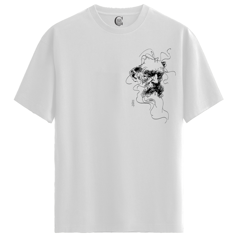 Smoke Skull - %100 Pamuklu Erkek Beyaz Tişört - Premium Quality
