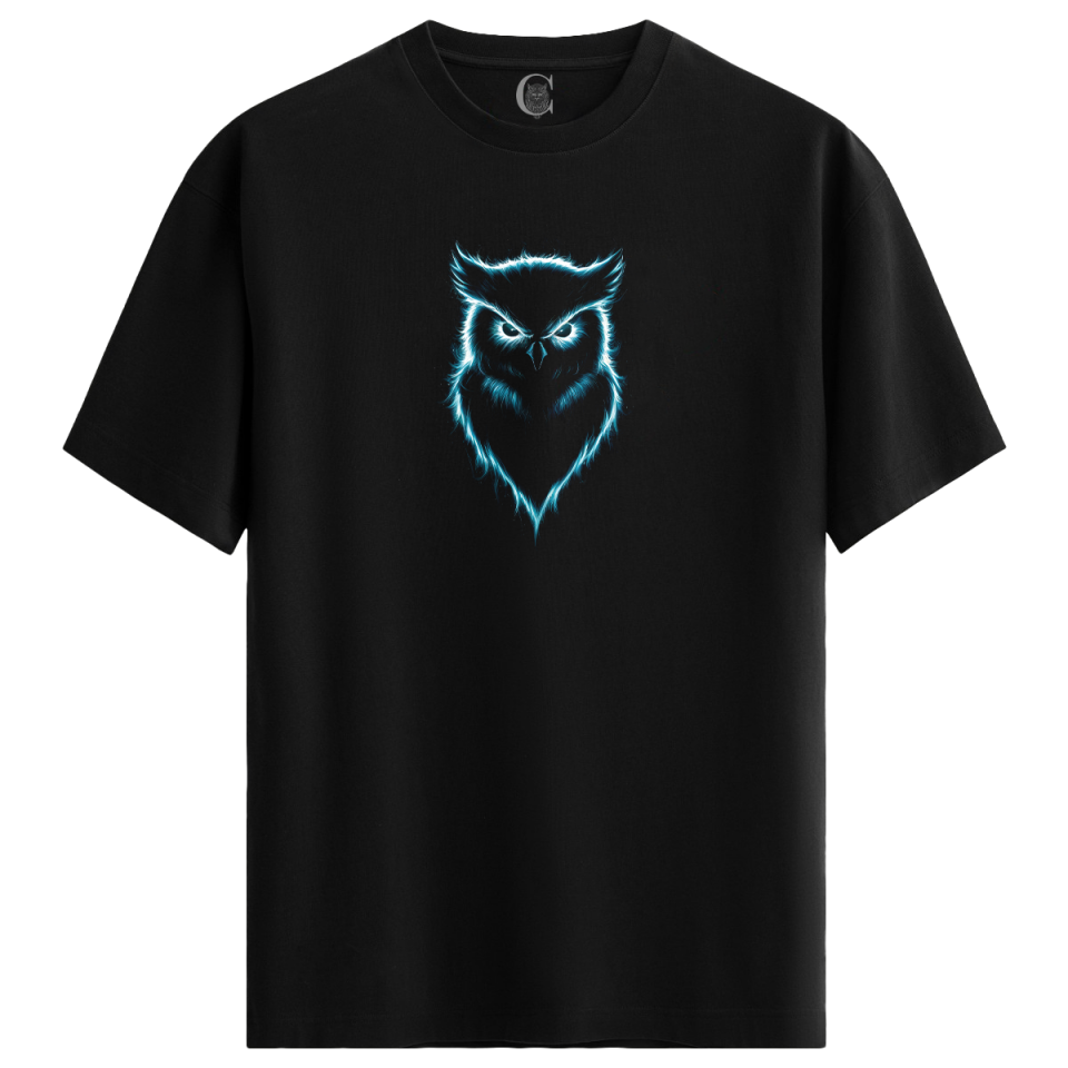 Neon Watcher - %100 Pamuklu Kadın Siyah Tişört - Premium Quality