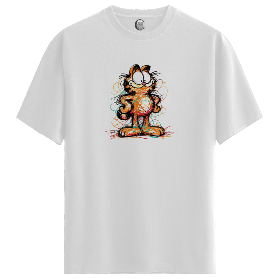 Abstract Cat - %100 Pamuklu Kadın Beyaz Tişört - Premium Quality