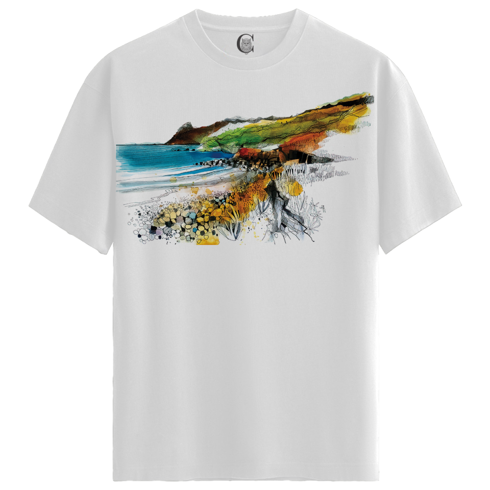 Coastal Vibes - %100 Pamuklu Kadın Beyaz Tişört - Premium Quality