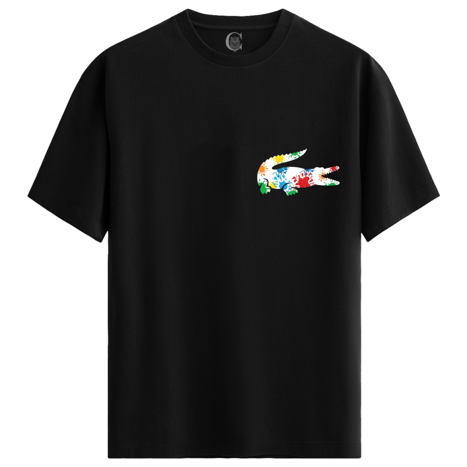 Color Gator - %100 Pamuklu Erkek Siyah Tişört - Premium Quality