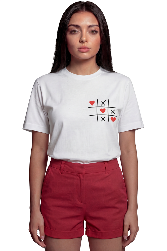 ''Love Game'' XOX Baskılı %100 Pamuk Rahat Kesim Premium Kadın Tişört
