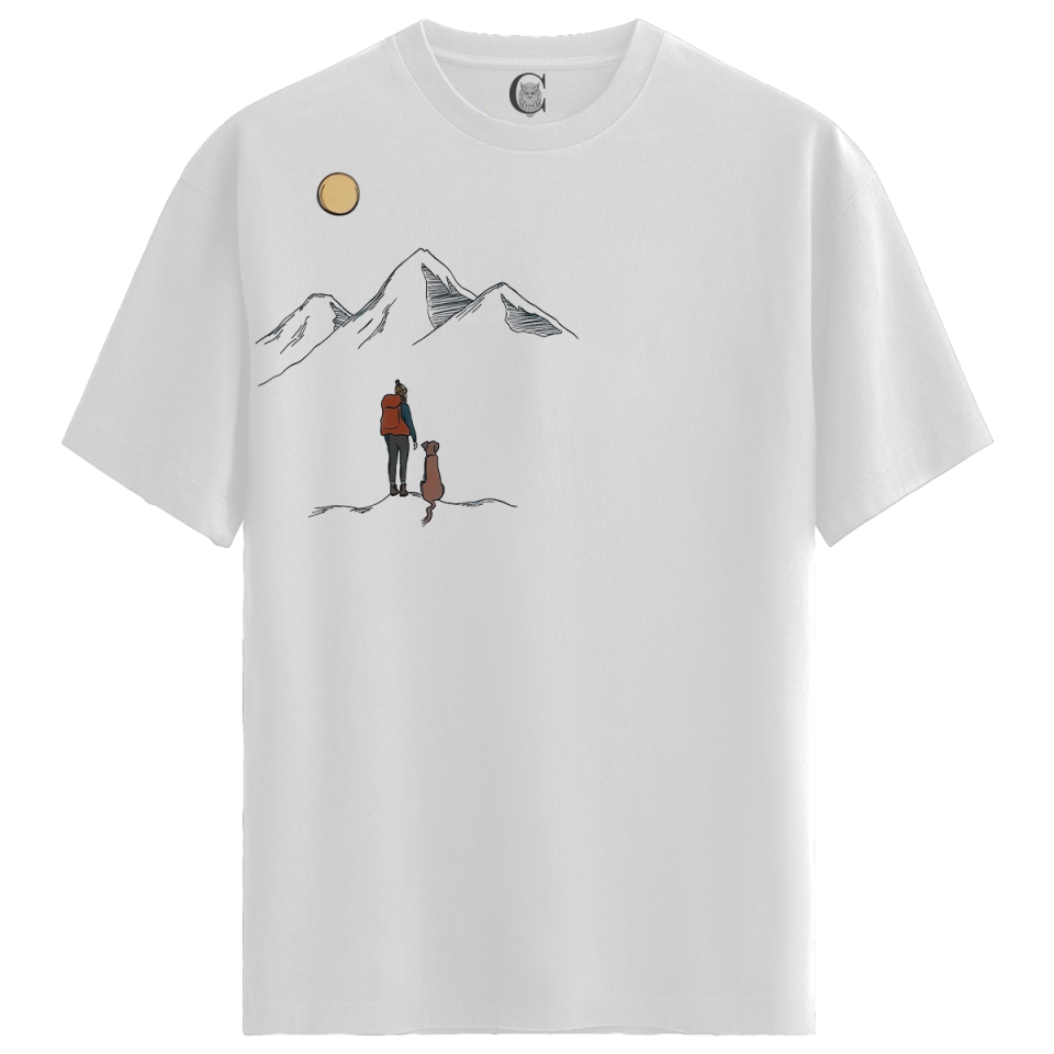 Moonlit Journey - %100 Pamuklu Erkek Beyaz Tişört - Premium Quality