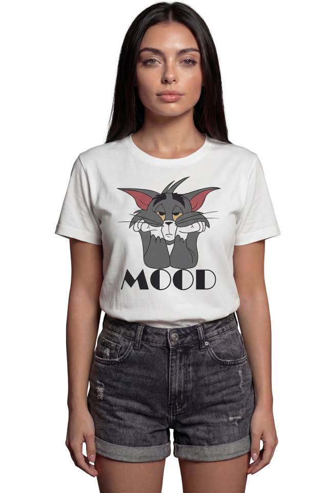 ''Tom and Jerry Mood'' Baskılı %100 Pamuk Rahat Kesim Premium Kadın Tişört