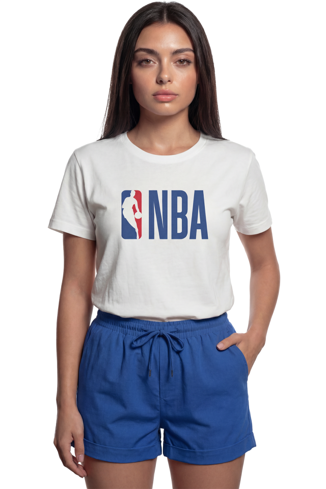 ''NBA'' Logolu Basketbol Temalı Baskılı %100 Pamuk Rahat Kesim Premium Kadın Tişört