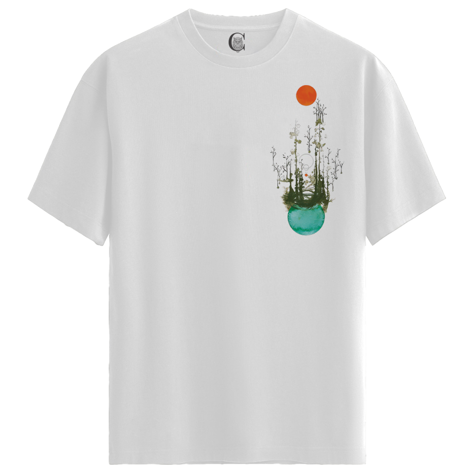 Surreal Forest - %100 Pamuklu Kadın Beyaz Tişört - Premium Quality