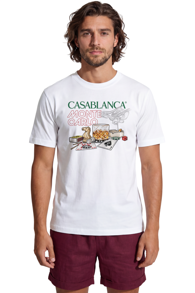 ''Monte Carlo Nights'' Casino Temalı Baskılı %100 Pamuk Rahat Kesim Premium Erkek Tişört