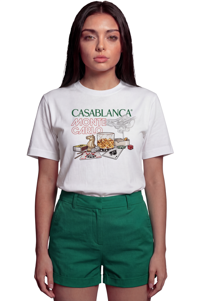 ''Monte Carlo Nights'' Casino Temalı Baskılı %100 Pamuk Rahat Kesim Premium Kadın Tişört