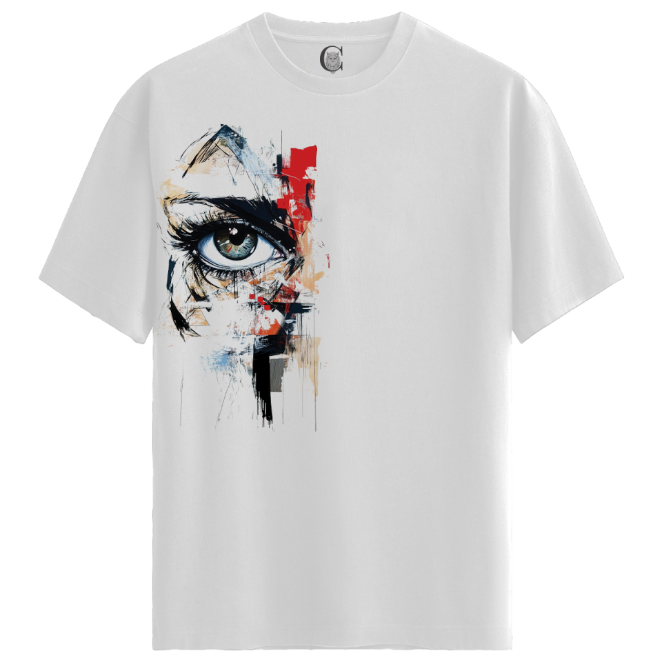 Vision Fragment - %100 Pamuklu Kadın Beyaz Tişört - Premium Quality