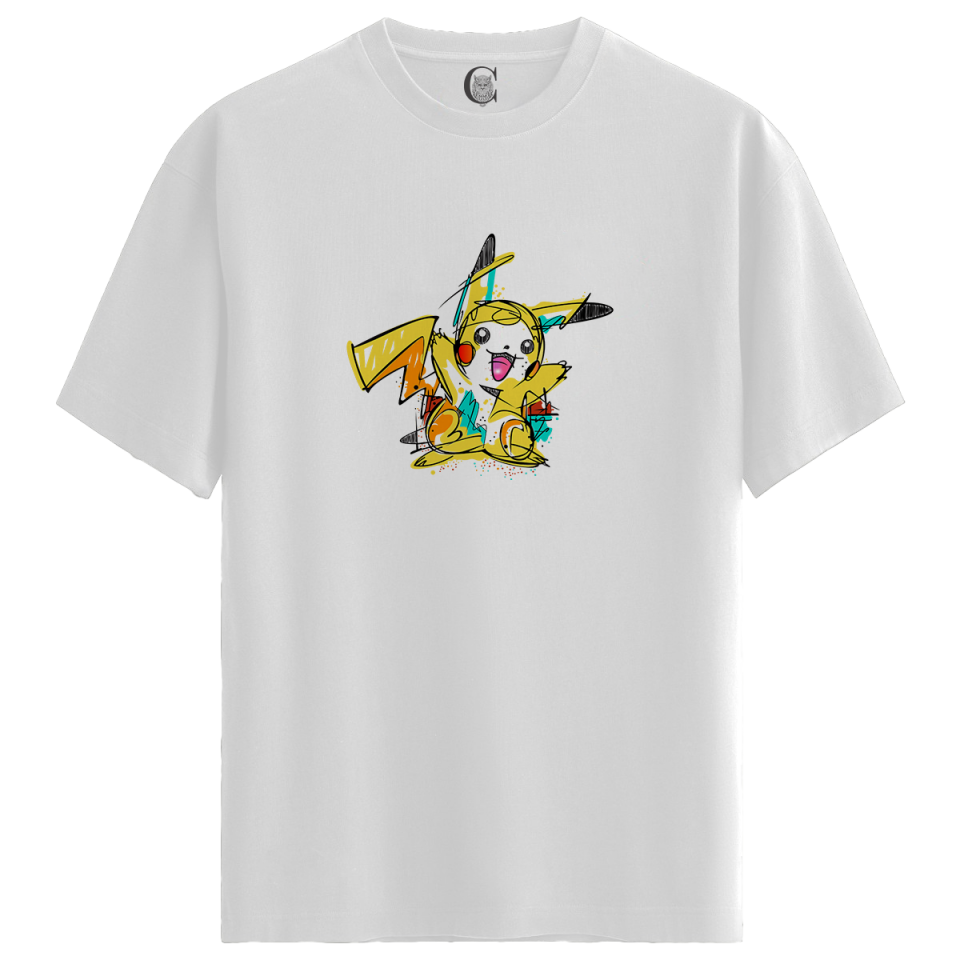 Pikachu Spark - %100 Pamuklu Kadın Beyaz Tişört - Premium Quality