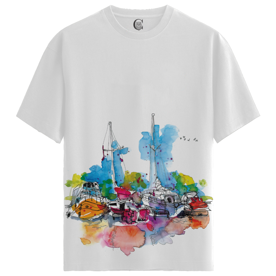 Harbor Dream - %100 Pamuklu Erkek Beyaz Tişört - Premium Quality