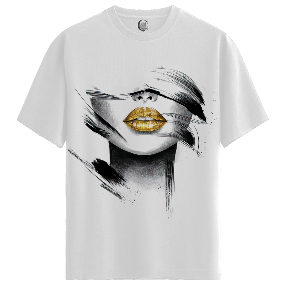 Golden Whisper - %100 Pamuklu Kadın Beyaz Tişört - Premium Quality