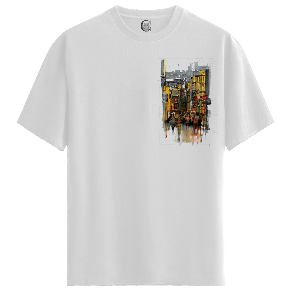 Urban Reflection - %100 Pamuklu Kadın Beyaz Tişört - Premium Quality