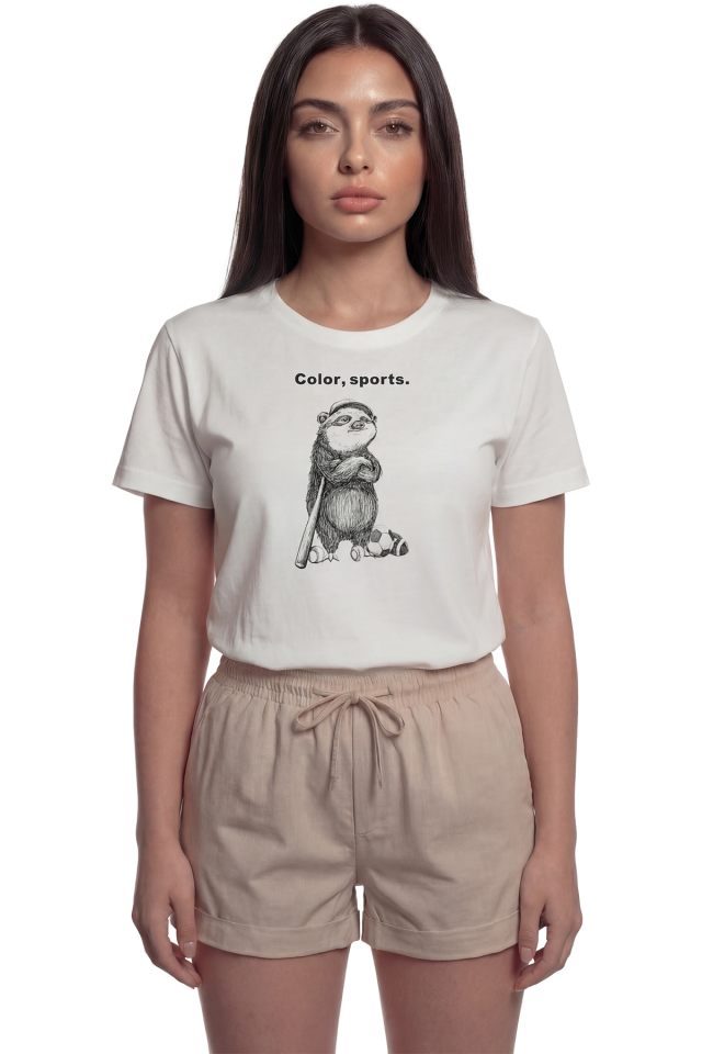 ''Sporcu Tembel Hayvan'' Mizahî Baskılı %100 Pamuk Rahat Kesim Premium Kadın Tişört