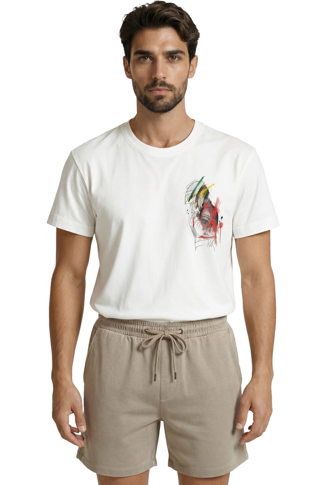 Efsane F1 Pilotu Ayrton Senna Kasklı Sanatsal Eskiz Baskılı Premium Erkek Tişört