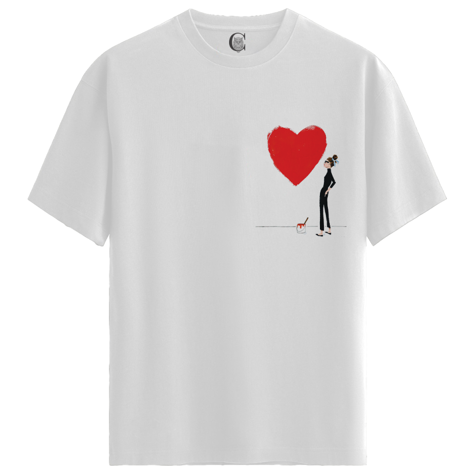 Heartstroke - %100 Pamuklu Kadın Beyaz Tişört - Premium Quality