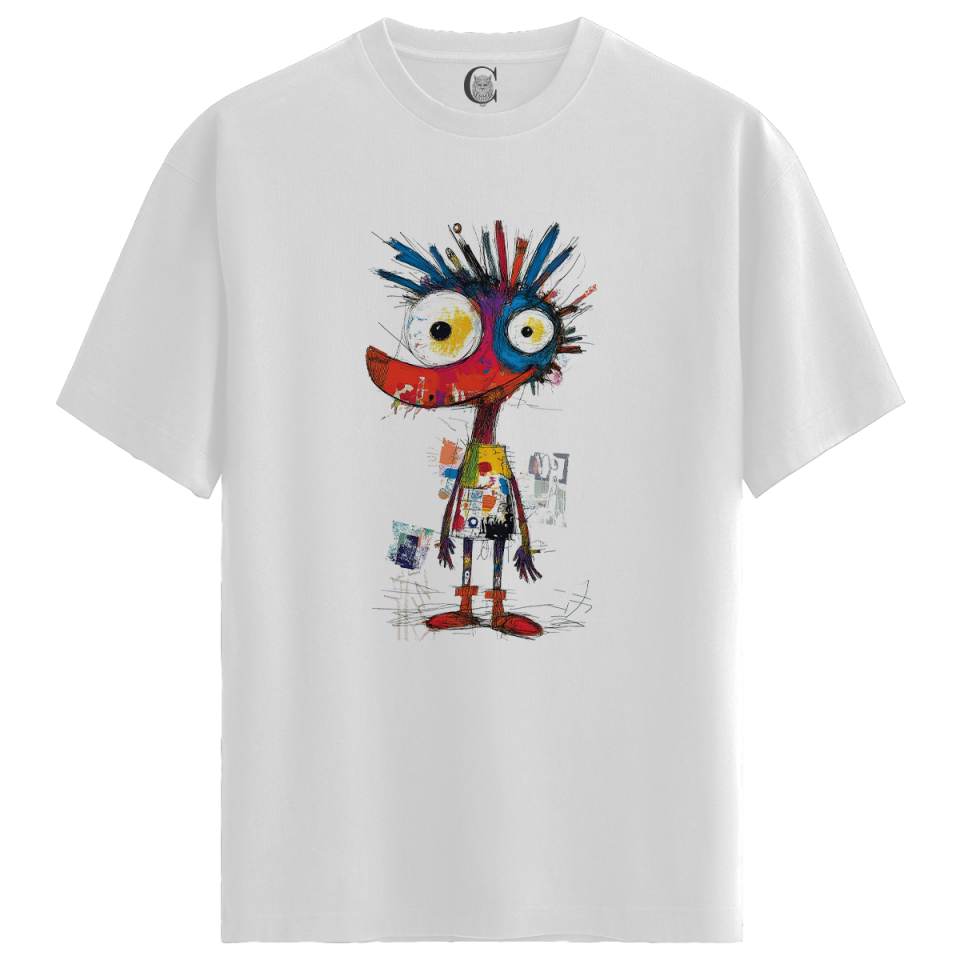 Crazy Art - %100 Pamuklu Kadın Beyaz Tişört - Premium Quality