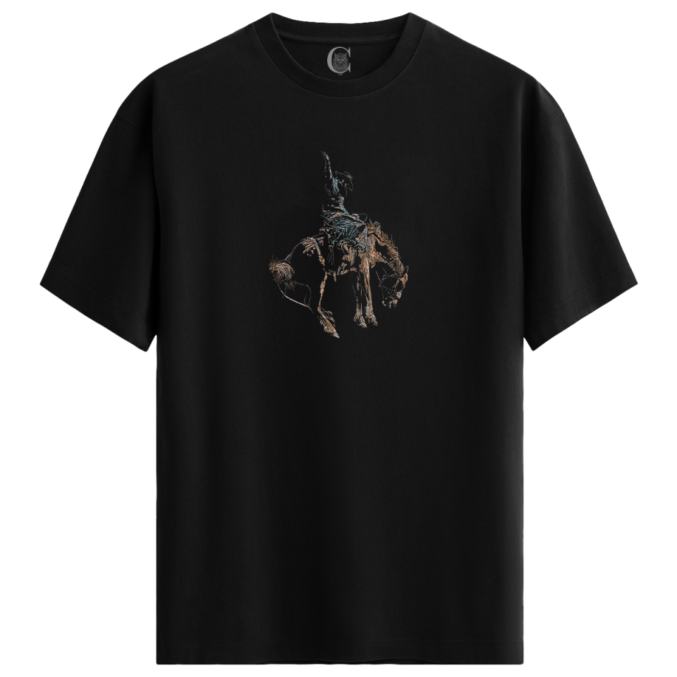 Rodeo Rider - %100 Pamuklu Erkek Siyah Tişört - Premium Quality