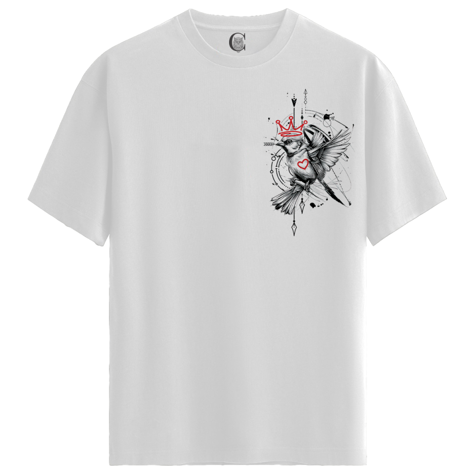 Royal Bird - %100 Pamuklu Erkek Beyaz Tişört - Premium Quality